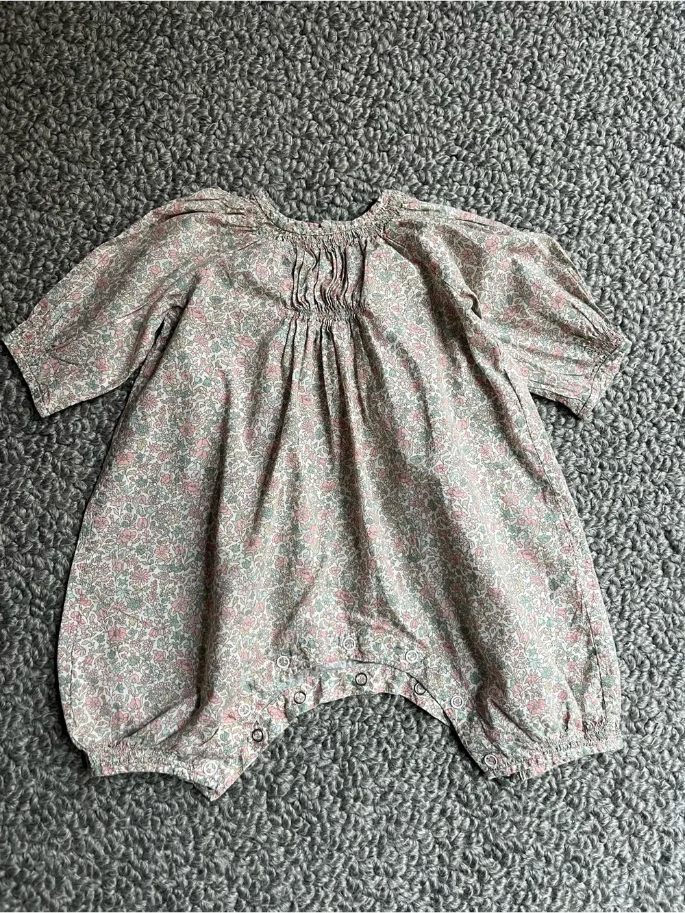 Bonpoiny Floral Baby Romper in Soft Pink and Sage